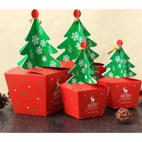 20Pcs/Lot Creative Box Christmas Tree Chocolate Box Packing Paper Boxes For Cakes Christmas Decorations For Home Birthday Party