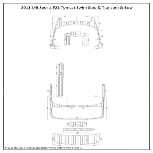 2011 MB Sports F21 Tomcat Swim Step & Transom & Bow Pad Boat EVA Teak Decking 1/4" 6mm