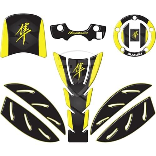FOR SUZUKI HAYABUSA GSXR1300 GSX1300 R GSXR 1300 Motorcycle Tank Pad Protector Yellow - Black 3D Gel Sticker Decal