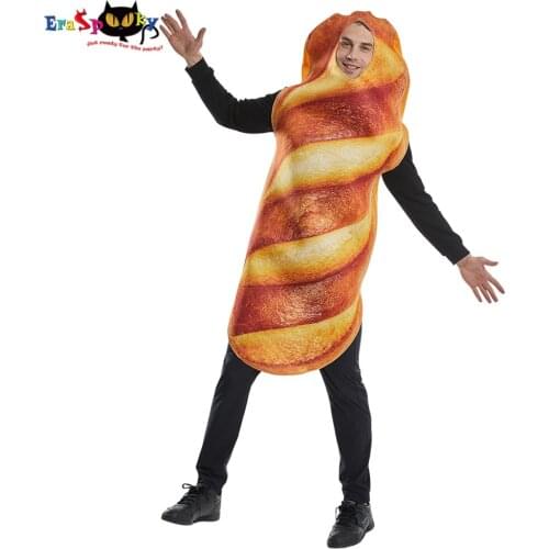 Eraspooky Unisex Bread Baguette Costume Cosplay For Adult Food Tunic Hallowee Christmas Carnival Party Fancy Dress