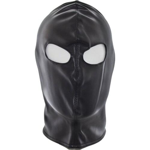 Unisex Soft Faux Leather Fetish Hood Back Lace Up Open Eyes Head Restraint Sex Bondage Gear Adult Game Products
