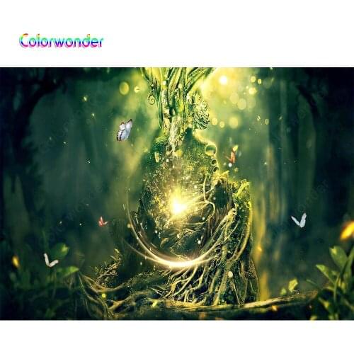 Photography Magic Green Tree with Butterflies Yellow Polka Dots Backgrounds Jungle Forest Wonderland Backdrops for Photo Booth