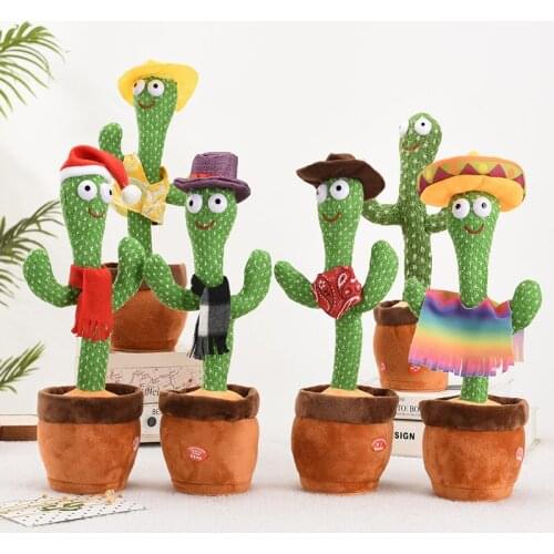 Electric Can Sing Dance Sound Record Speak Cactus Kawaii Electronic Plush Toys Anime Doll Stuffed Toy Birthday Gift For Children