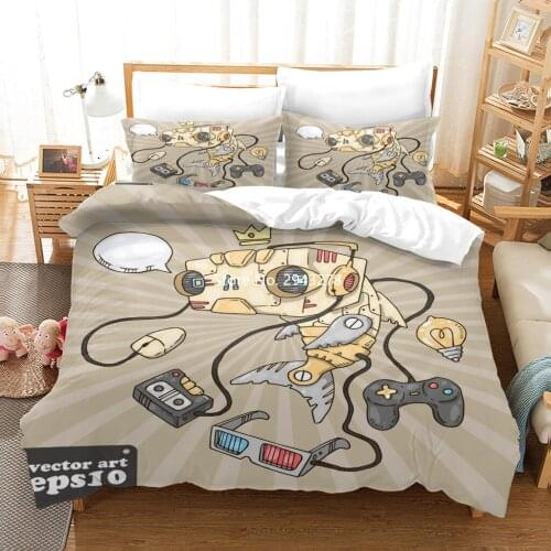 Wacky Robot Series Printed Bedding Set Cool Comfortable Duvets Covered Queen Bedroom Decoration Home Textiles Deluxe Full Size