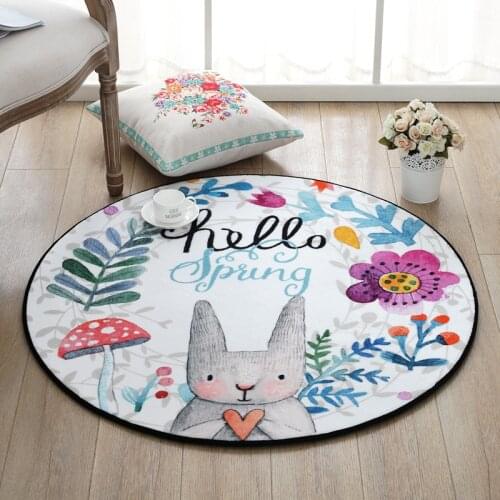 Lovely Rabbit Round Carpet Diameter 60/80/100/120/150CM Super Soft Coral Fleece Living Room Carpet Children Kids Bedroom Mat Rug