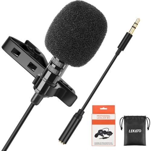 1 Recording Microfone Lavalier Lapel Microphone Video Mic Microphone Bundle Lapel Mic for Video Live Youtube Video Record