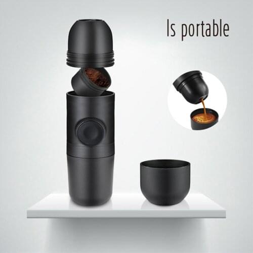 Mini Black Thermos Coffee Pot for Travel Camping Hiking Manual Portable Pump Pressure Espresso Coffee Maker Pot for Coffee