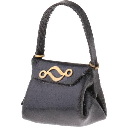 1/12 Scale Dollhouse Miniature PU Leather Handbag for Woman Doll Accessory Bag Decoration