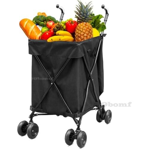 Multipurpose Household Folding Trolley with Oxford Bag Portbable Shopping Cart with Sturdy Steel Frame Utility Cart Grocery Cart