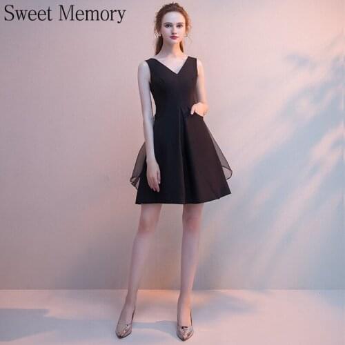 N2098 2021 Pocket Black Champagne Prom Dresses With Bow Women Short Party Celebrity Robes Sweet Memory Wedding Vestidos For Lady