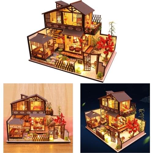 Dollhouse DIY Kits Miniature House Cottage Model for Birthday Gift Craft Toy