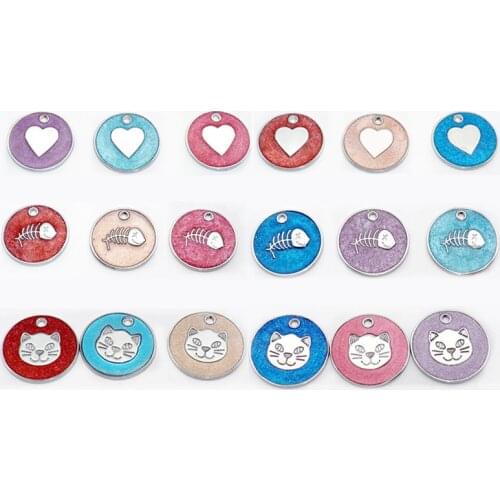 Wholesale 100Pcs Customized Dog ID Tag Pet Personalized Tags Engraved Round Fish Pet Nameplate Pendant For Dogs Cats Blank Tags