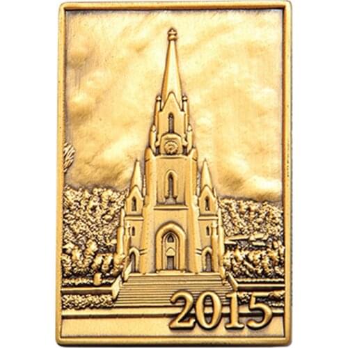 Factory Wholesale Rectangular Golden Coin Cheap 3D Embossed Metal Coin