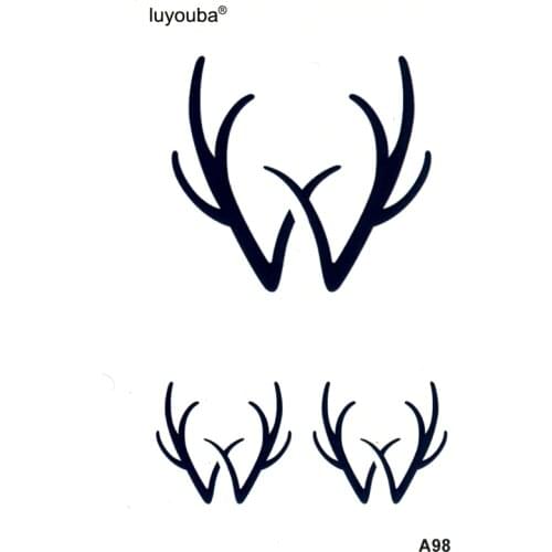 A pair of Antlers Waterproof Temporary Tattoos Men Tatuajes Temporales Sleeve Tatoo Henna Tatuagem Tree Art Tattoo