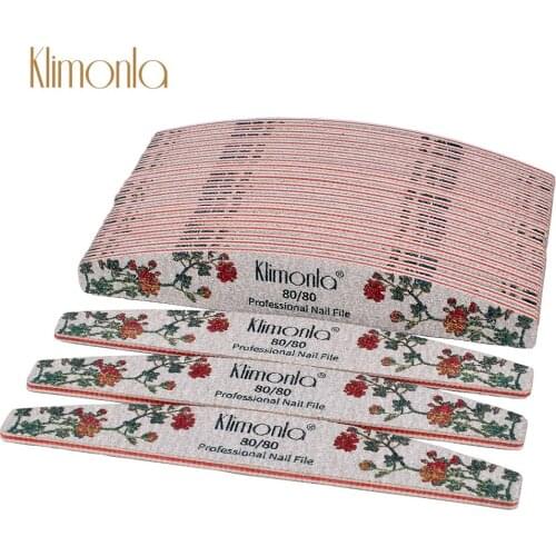 50Pcs/Lot Rose Printing Nail File 80/80 Grit Gray Half Moon Shape Polishing Nail Care Beauty Pedicure Salon Tools Accessories