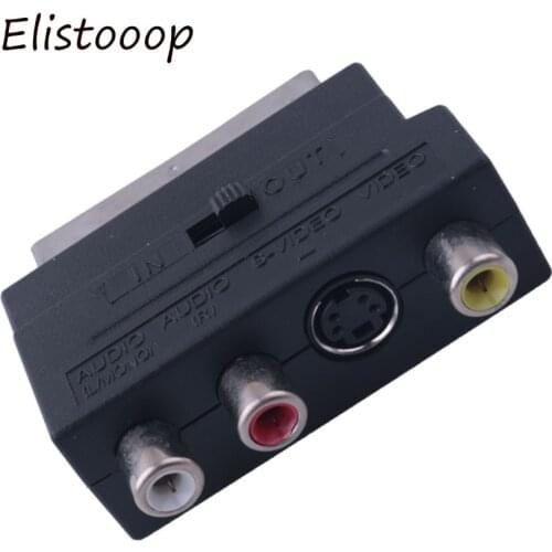 Hot RGB Scart to 3 RCA S-Video Adapter Composite RCA SVHS S-Video AV TV Audio For Video DVD Recorder TV Television Projector