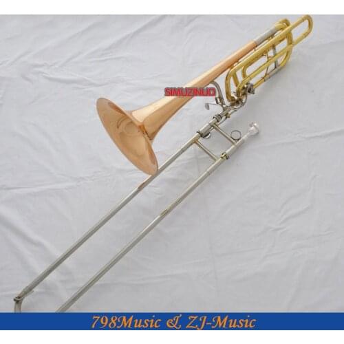 Professional 2 Rotor Rose Brass Bass Trombone With Cupronickel Tuning Silde Horn