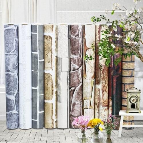 Texture Self-adhesive Wall Stickers Anti-brick PVC Wallpaper Store Bedroom Dormitory Waterproof Sticky Notes 45cmx10m