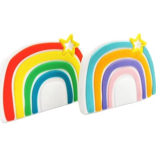 Silicone Teether Cartoon Rainbow Rodents Food Grade Silicone Pandents DIY Teething Toys for Teeth Tiny Rod Baby Teethers Gift
