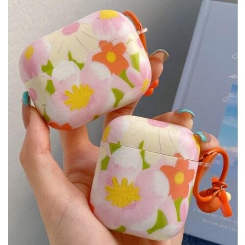 Cute Floral Phone Case with Pendant Bell Case for AirPods Pro Charging Box Accessories for AirPods 12 Case Soft Earphone