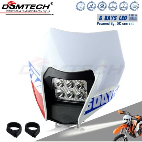 DSMTECH Motorcycle LED Headlight Headlamp Head Light Supermoto Fairing For KTM EXC SXF MX Dirt Bike Enduro 6 Days LED Headlight
