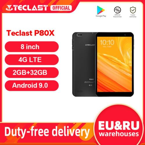 8 inch Tablet Teclast P80X Android 9.0 4G Phablet SC9863A Octa Core 1280x800 IPS 2GB RAM 32GB ROM Tablet PC GPS Dual Cameras