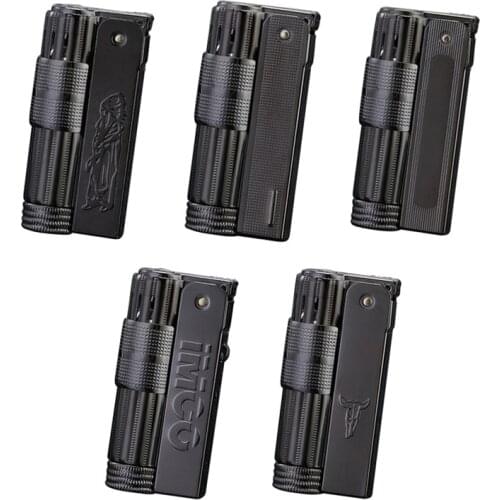 Stock IMCO Flint Grinding Wheel Lighter Austrian Black Stainless Steel Metal Retro Kerosene Oil Mechanical Cigarettes Accessory