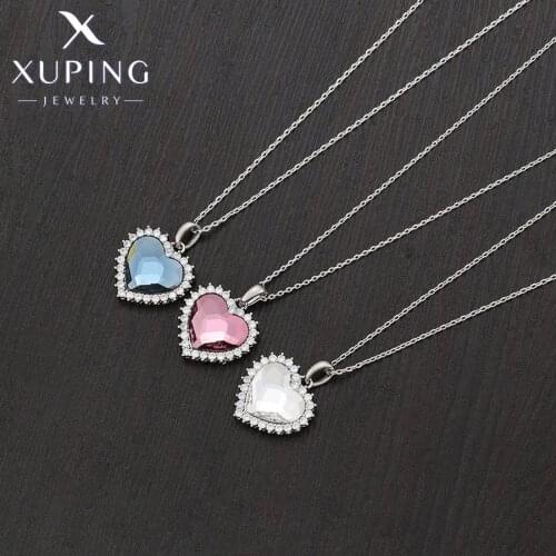 Xuping Jewelry Fashion Heart Shaped Crystals Pendant Neckalce for Wedding Party Gifts 40433