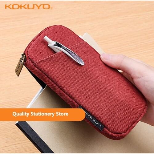 Japan KOKUYO Pencil Case Clip Canvas Double-Sided Magnetic Pencil Case Portable Large-Capacity Literary Retro Storage