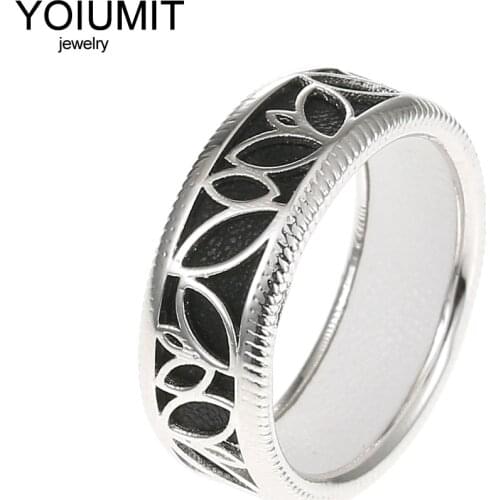 Yoiumit New Fashion Flower Rings for Women Jewelry Female Rings Interchangeable Leather Argent High Polished Cocktail Bague