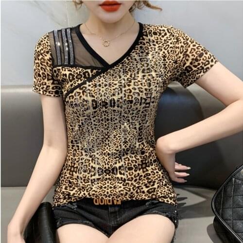 2021 Summer European Style Cotton T-Shirt Fashion Shiny Diamonds Women Tops Short Sleeve Sexy Casual All Match Tees New