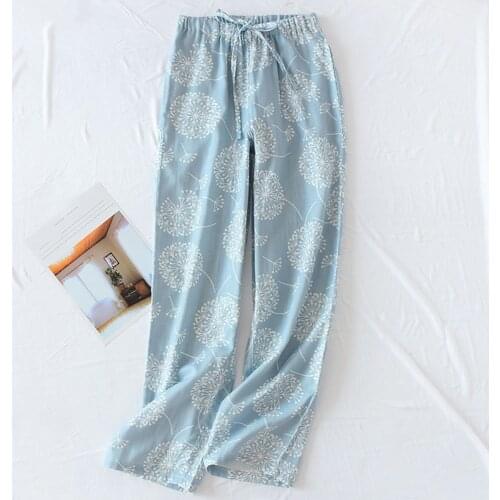Women Pajamas Pants Cotton Gauze Home Pants Printing Japanese Style Loose Wide Leg Sweatpants Women Sleepwear