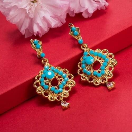 Dubai Gold Color Earrings 24K For Women Wedding Jewelry Womens Earrings For Girls Bridal Wife Gifts African Dubai French