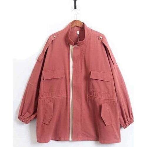 2019 Fashion Loose Tooling Trench Coat Women Super Large size Cotton Windbreaker Short Outerwear Female Casual Tops Trench G500