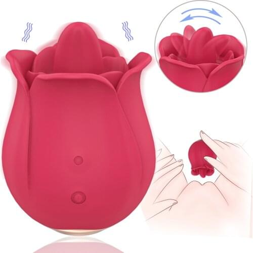 Rose Flower Clitoral lick Vibrator 9 Frequency Suction Tongue Licking G Spot Stimulation Pussy Massager Sex Toy For Women