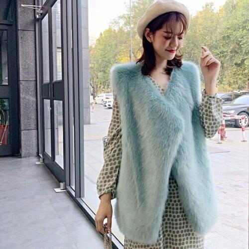 Women Faux Fur Coat Womens Winter Jacket Fur Vest Ladies Faux Sleeveless Slim V-Neck Vest Jackets Coat Outerwear Waistcoat