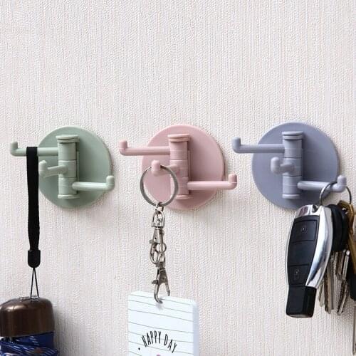 1Pcs Rotatable Hook Multi-purpose Kitchen Seamless Bathroom Wall Shelf Nail-free sticky Hook Towel Hanger Strong Bearing Stick