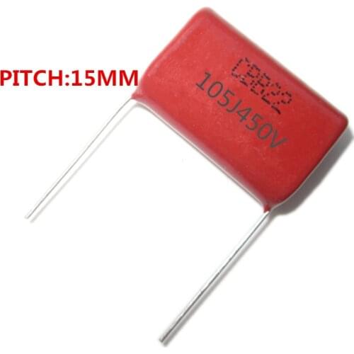 10pcs 450V 1UF 1000NF 105J PITCH 15MM 2.2UF 2200NF 225J PITCH 20MM 450V Pitch 10mm 5% DIP CBB Polypropylene film capacitor