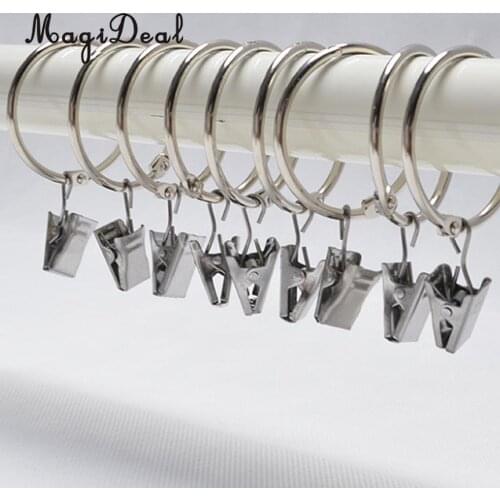 12Pcs Curtain Ring Hook with Clips with Eyes Portable Open Slide Rod Rings 25mm