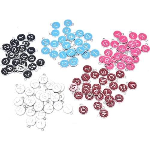 26PCS/Set 15*13mm A-Z Alphabet Letter Double Face Enamel Charms Jewelry Handmade Pendants Jewelry Making Handmade DIY Bracelet