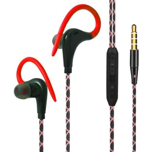 3.5mm Ear Hook Earphones Sport Running Headphones for IPhone Samsung Xiaomi Pocophone In-Ear Wired Waterproof Headsets with Mic