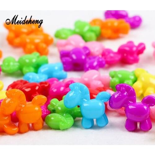 Acrylic Animal Colorful Horse Bear Beads Lovely Bright Accessory For Jewelry Making Children DIY Toy Crafts Gifts Meideheng