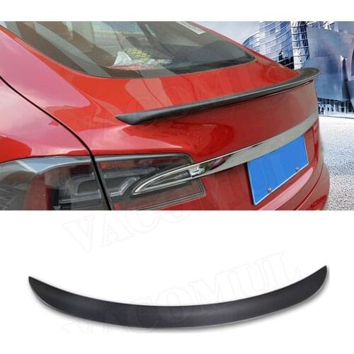 Rear Spoiler for Tesla Model S Sedan 60 70 75 85 90 D P85D P90D P100D 2012-2018 Carbon Fiber Black Rear Trunk Boot Wings