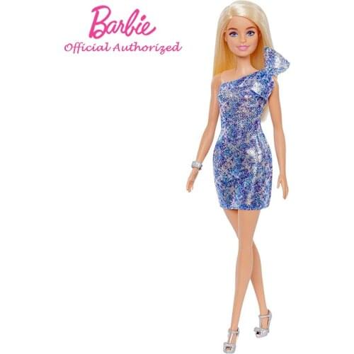 Barbie Girl Doll Fashionista Kid Toy Blonde Princess With Glitz Outfits Accessories Changing Cloth Beautiful Box GRB32