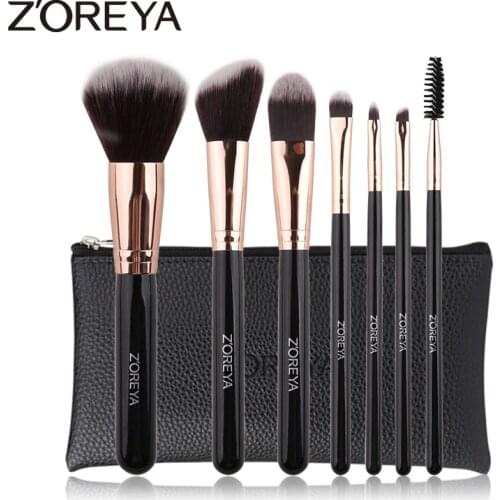 ZOREYA Brand 7Pcs High Quality Makeup Brushes Set Powder Foundation Angled Blush Eye Shadow Eyelash Beauty Tool Kits