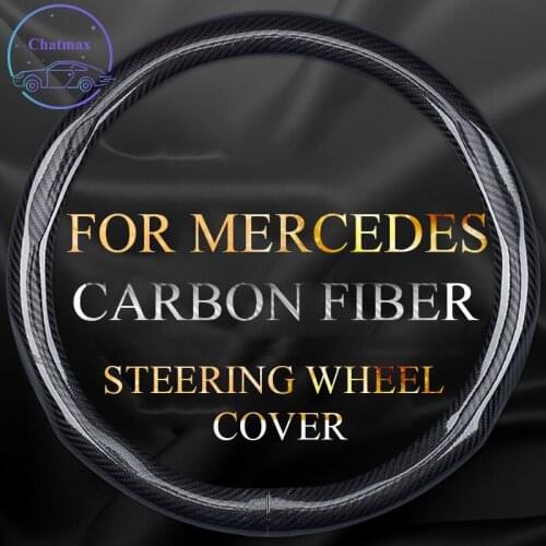 Carbon Fiber Steering Wheel Cover Universal For Mercedes-Benz A C E S Class C200L E300L GLC260L GLB GLS Anti-Slip Feel Comfort