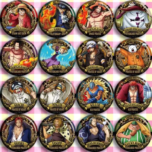 Cossun Japan Anime one piece Luffy Roronoa Zoro Nico Robin Tony Tony Chopper Cosplay Badge Pins Collection Badges for Backpacks