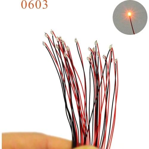 40pcs 0603 SMD Model Train HO N OO Scale Pre-soldered Micro Litz Wired LED Leads With 1.5K Resistor