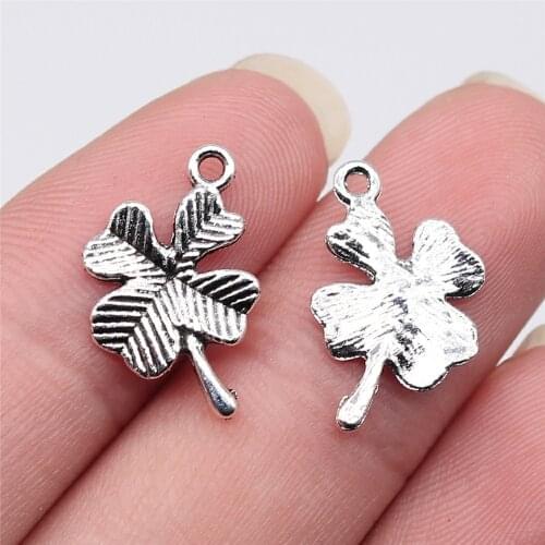40pcs 11x15mm Antique Silver Plated Four Leaf Clover Charm Pendant For Jewelry Making DIY Jewelry Findings