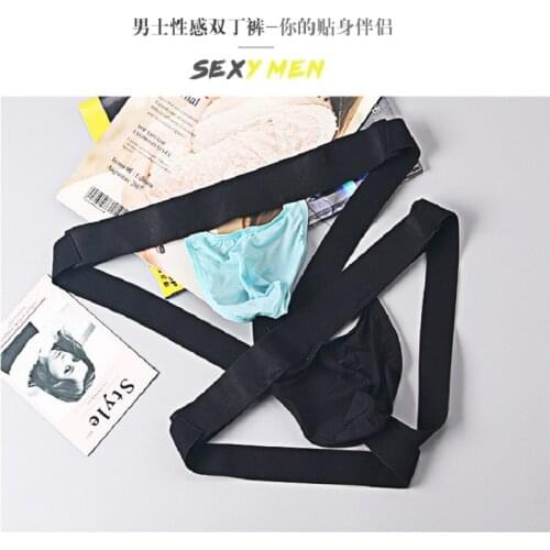 Double Ding Underwear Male Interest Mens Erotic Lingerie Jockstrap Crotch Yin Meridians Bag Fad Sexy Slim U Convex Adult Thong